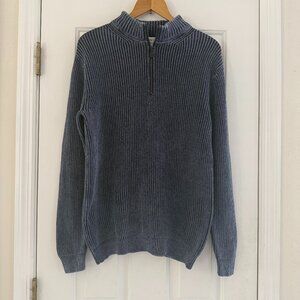 Tyler Boe 100%Cotton Ribbed 1/4 zip Sweater - Blue - Size M